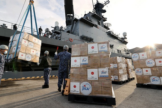 MSDF ship with vital relief aid preparing to set sail for Tonga